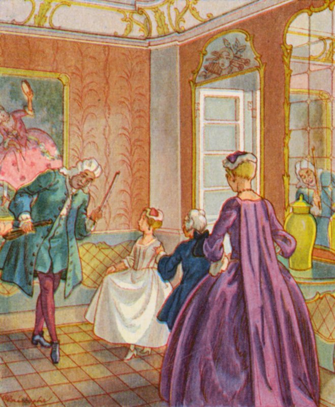 Tanzstunde / Lição de dança (litografia a cores) de Christophe (1856 1945)