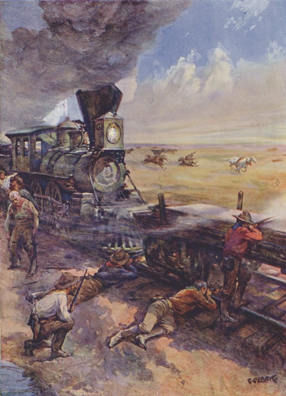 Railroadmen repelindo um ataque por índios de Christopher Clark