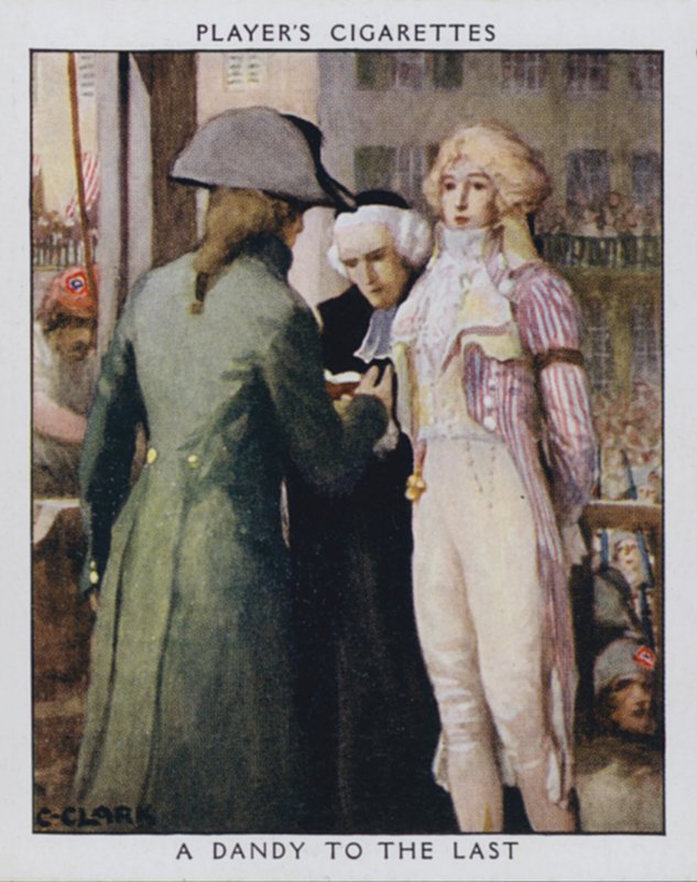 Um Dandy to the Last, como Sansão, o carrasco, pergunta se ele poderia remover o cravat do aristocrata (cor litho) de Christopher (after) Clark