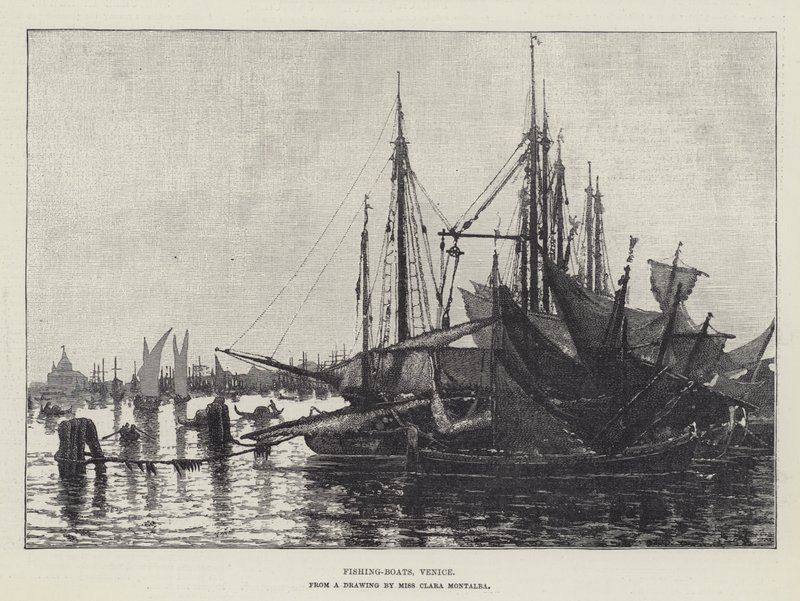 Barcos de pesca, Veneza de Clara Montalba