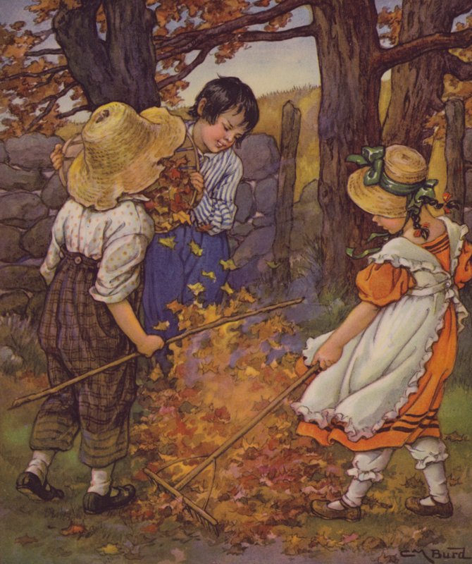 O Jardim de Versos de uma Criança: Fogos de Outono (cor litho) de Clara Miller Burd