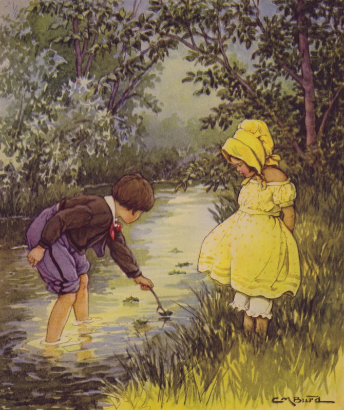 O Jardim de Versos de uma Criança: Where Go the Boats? (cor litho) de Clara Miller Burd