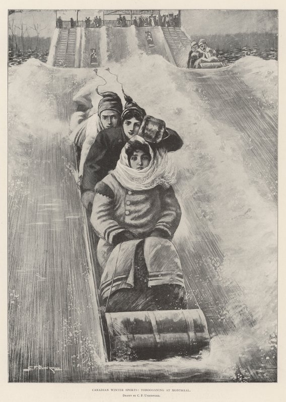 Esportes de inverno canadenses, tobogã em Montreal de Clarence F. Underwood