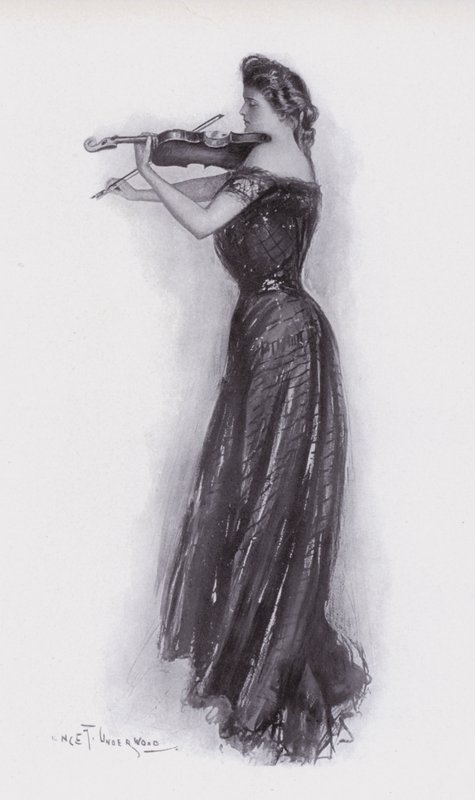 Mulher, tocando, violino de Clarence F. Underwood