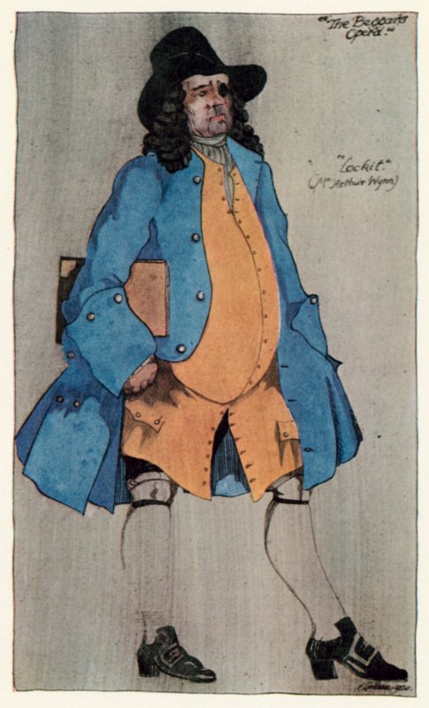 A Ópera do Mendigo, Lockit (cor litho) de Claud Lovat Fraser