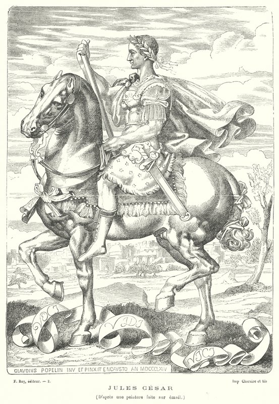 Júlio César, soldado e político romano (gravura) de Claudius Popelin