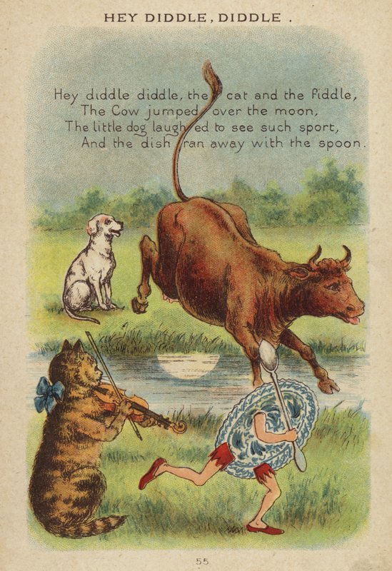 Rima de berçário: Hey Diddle, Diddle (chromolitho) de Constance Haslewood
