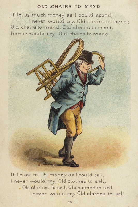 Rima de berçário: Cadeiras velhas To Mend (chromolitho) de Constance Haslewood