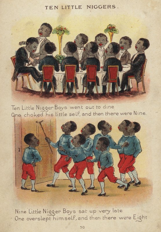 Rima de berçário: Dez crianças Negras Pequenas (chromolitho) de Constance Haslewood