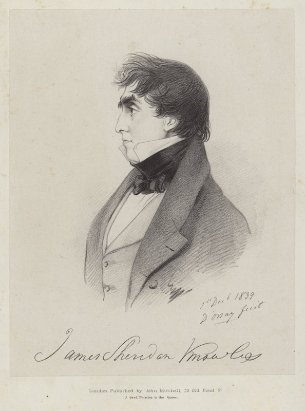 James Sheridan Knowles, dramaturgo e ator irlandês, 1839 de Count Alfred D