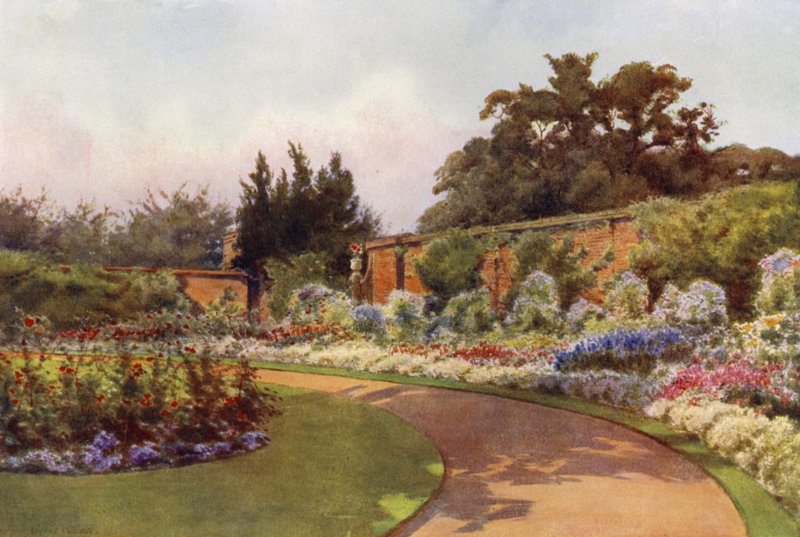 Uma fronteira anual, jardim da princesa Charlotte, Claremont (lito colorido) de Cyril Ward