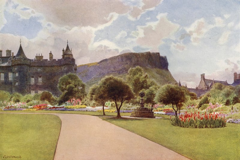 O Jardim Norte, Palácio de Holyrood (cor litho) de Cyril Ward