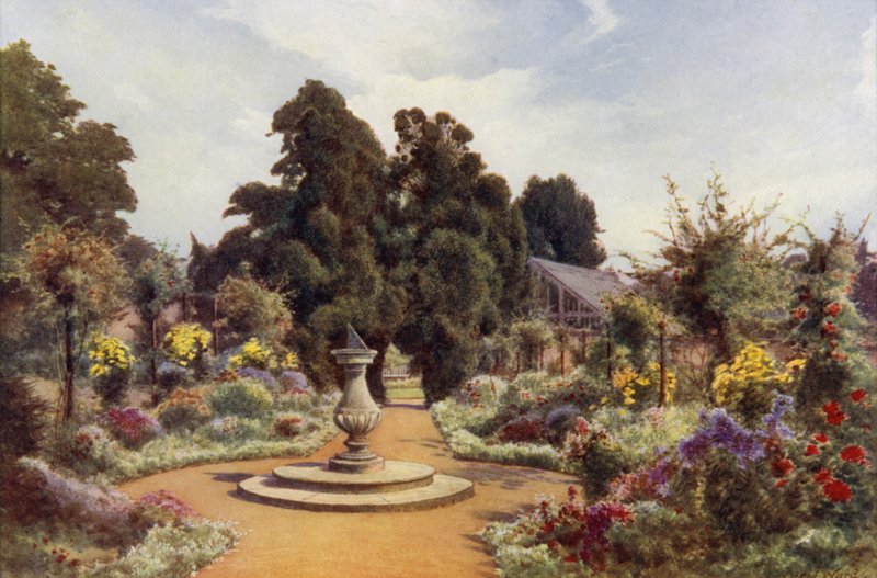The Old Sundial, Claremont (lito colorido) de Cyril Ward