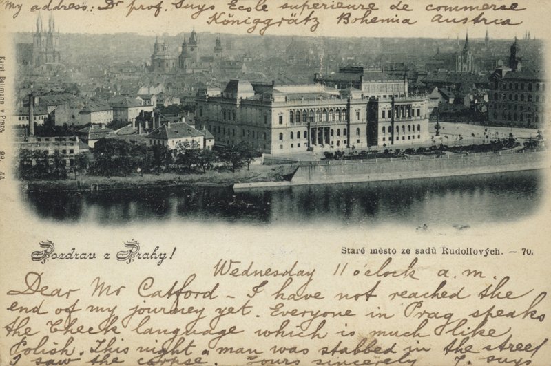 Postal representando uma visão geral de Praga de Czech Photographer