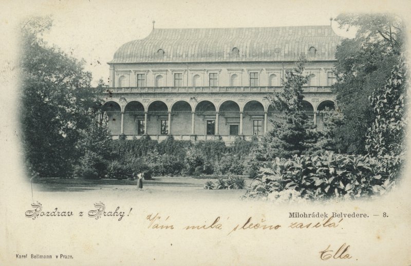 Cartão postal representando o Belvedere Milohradek de Czech Photographer