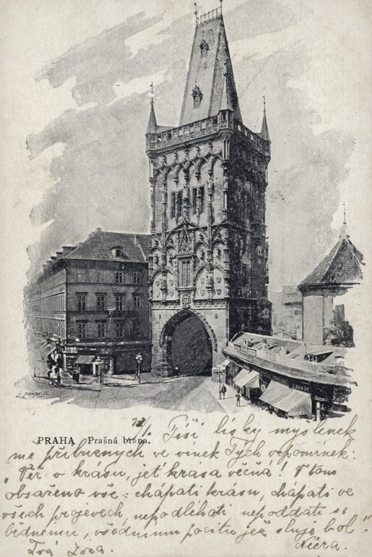 Postal representando a Torre da Pólvora de Czech Photographer