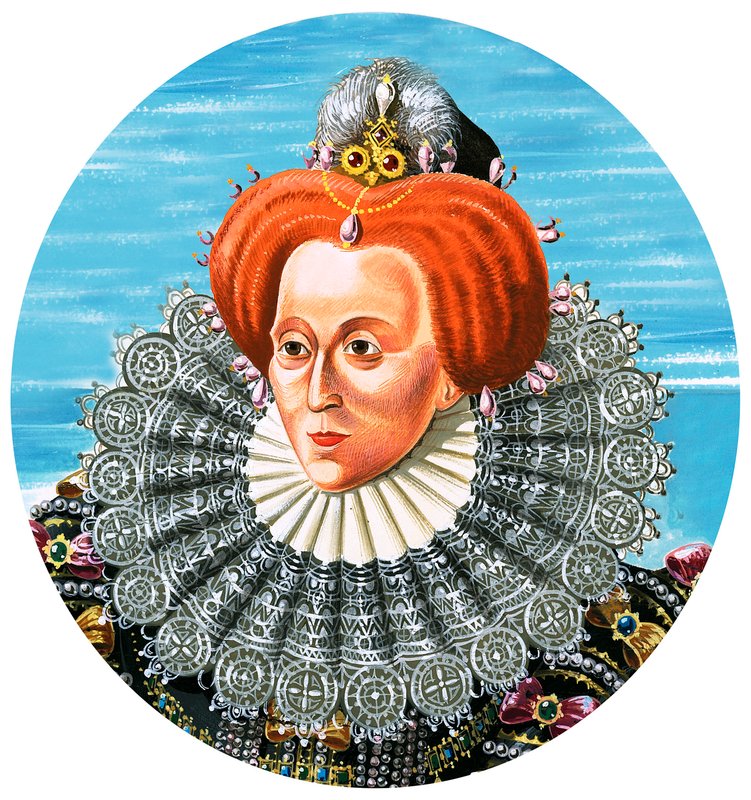 Rainha Elizabeth I (guache no papel) de Dan Escott