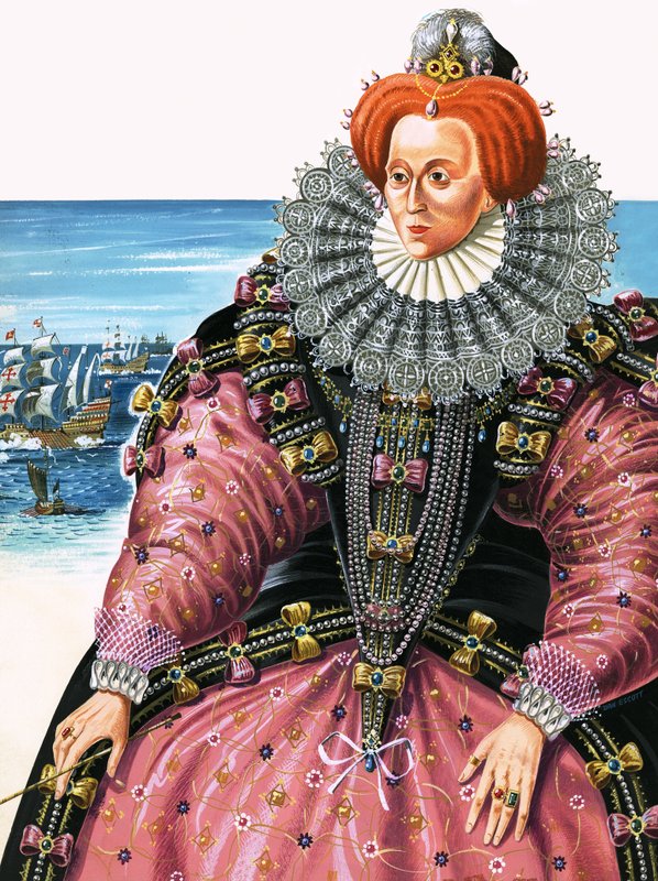 Rainha Isabel I (guache sobre papel) de Dan Escott
