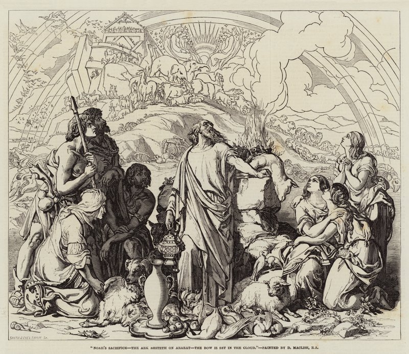 O Sacrifício de Noé, a Arca Repousa em Ararat, o Arco Está Situado na Nuvem de Daniel Maclise