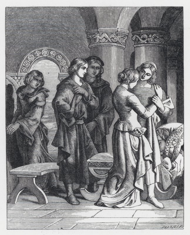 Ilustração para o poema de Tennyson, A Princesa (gravura) de Daniel (after) Maclise