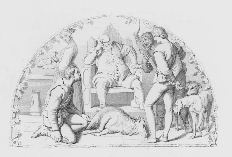 Shakespeare, A Justiça (gravura) de Daniel (after) Maclise