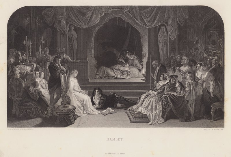 A Cena do Jogo em Hamlet (gravura) de Daniel (after) Maclise