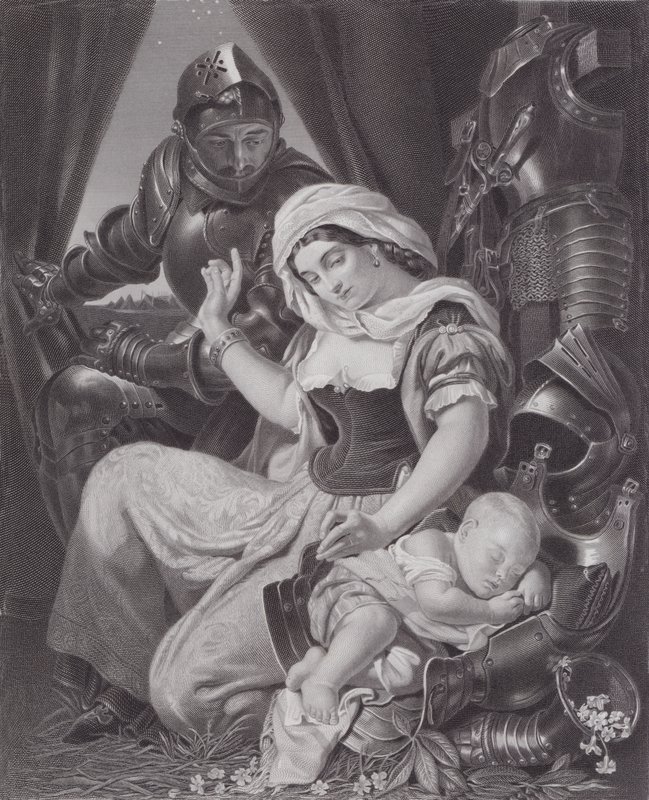 O Berço do Guerreiro (gravura) de Daniel (after) Maclise
