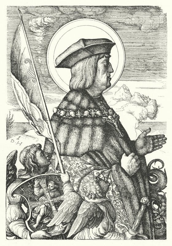 Maximiliano I, Sacro Imperador Romano, como São Jorge de Daniel Hopfer
