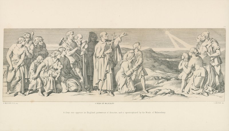 Uma estrela de fogo aparece na Inglaterra, portentosa de desastre, e é apostroficada pelo Monge de Malmesbury de Daniel Maclise