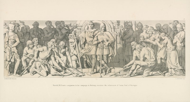 Harold, Companheiro de Guilherme em sua Campanha na Bretanha, recebe a Submissão de Conan, Conde de Bretagne de Daniel Maclise