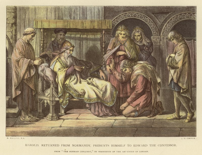 Harold, retornou da Normandia, se apresenta a Edward, o Confessor de Daniel Maclise