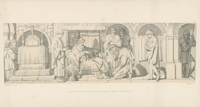 Harold, retornou da Normandia, se apresenta a Edward, o Confessor de Daniel Maclise