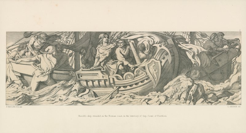 Navio de Haroldo Encalhado na Costa Norman, no Território de Guy, Conde de Ponthieu de Daniel Maclise