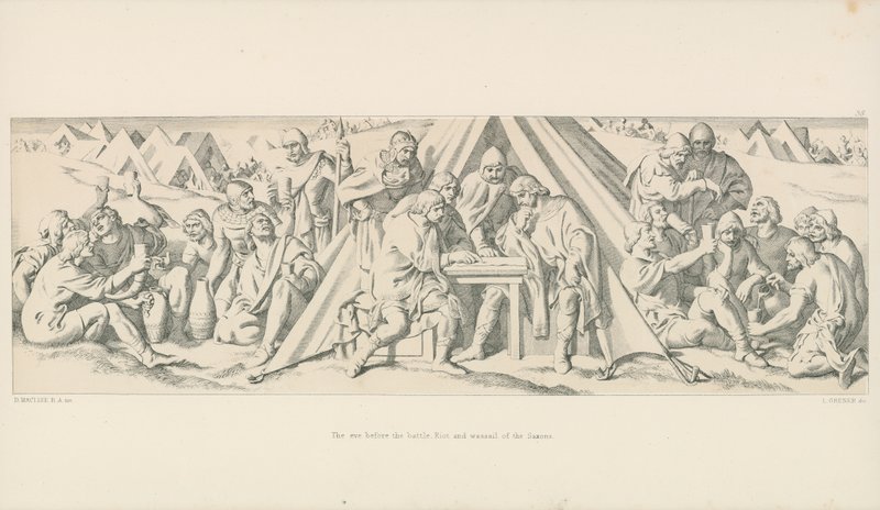 A véspera antes da batalha. Motim e Wassail dos saxões de Daniel Maclise