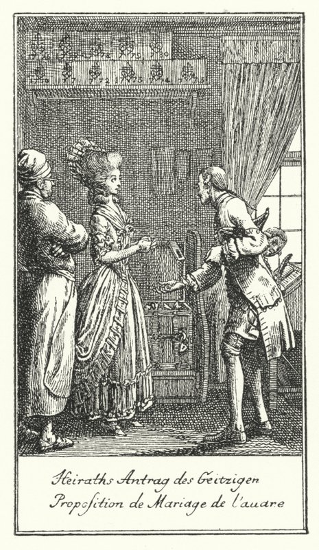 Proposta de Casamento do Miser (gravura) de Daniel Nikolaus (after) Chodowiecki