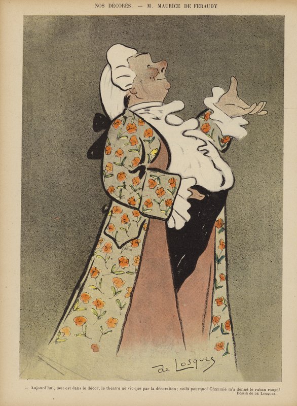 Maurice de Feraudy, compositor e ator francês. Ilustração para Le Rire de Daniel de Losques