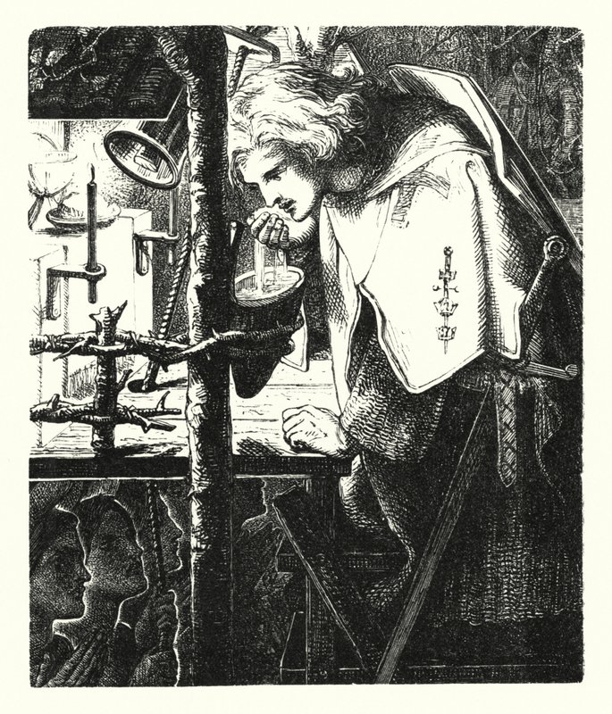Sir Galahad (gravura) de Dante Gabriel (after) Rossetti