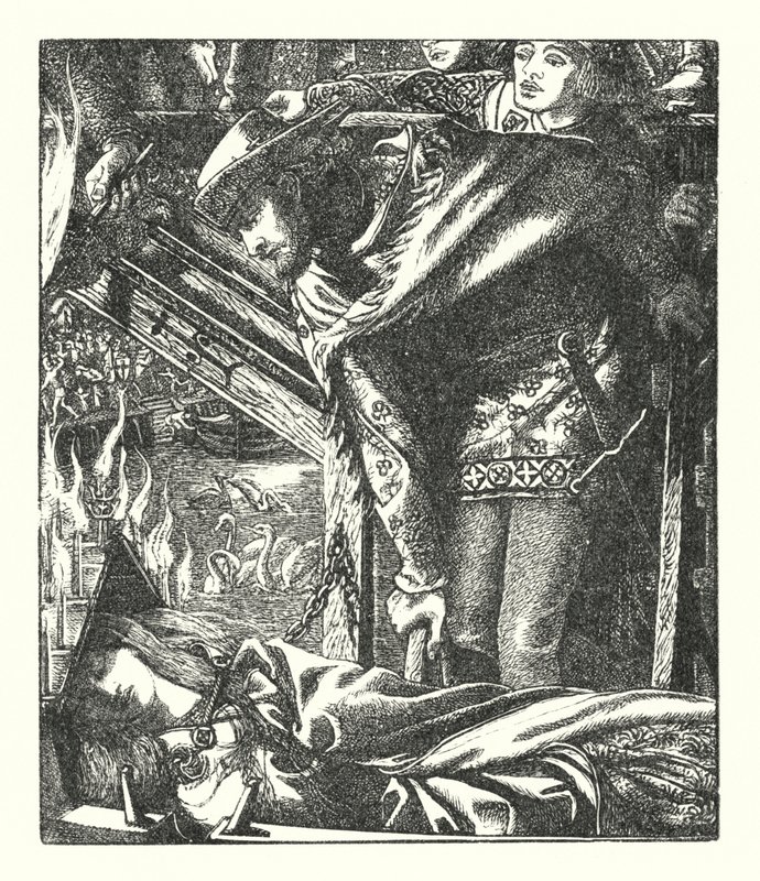 A Senhora de Shalott (gravura) de Dante Gabriel (after) Rossetti