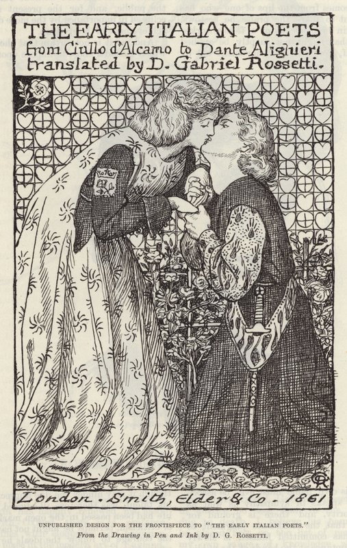 Design inédito para o frontispício dos primeiros poetas italianos de Dante Gabriel Charles Rossetti