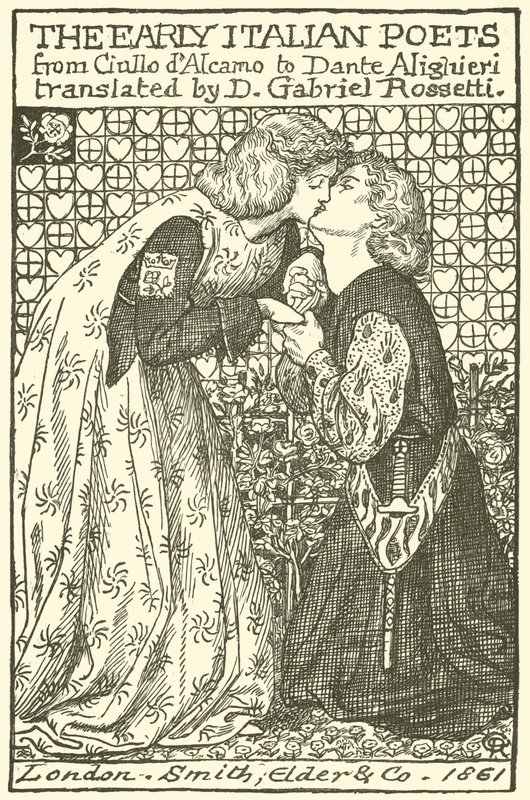 Os primeiros poetas italianos, design para uma página de título de Dante Gabriel Charles Rossetti