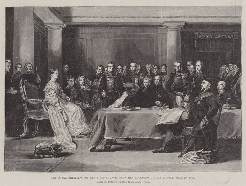 A rainha presidindo o seu primeiro Concílio em sua ascensão ao trono, 20 de junho de 1887 de David Wilkie