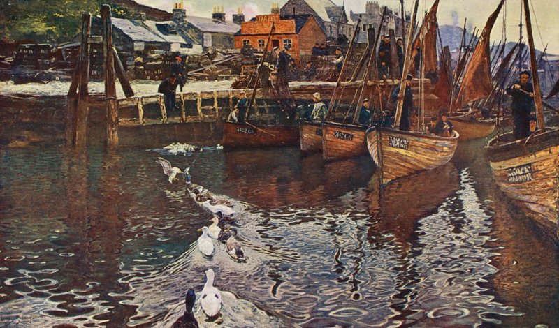 Porto de Tarbert, Loch Fyne (litografia a cores) de David (after) Murray