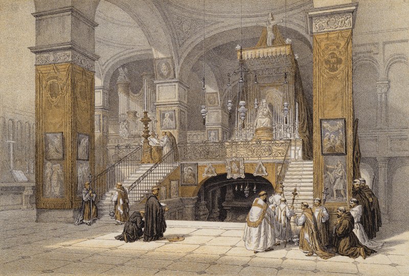 Igreja da Anunciação, Nazaré (cor litho) de David (after) Roberts