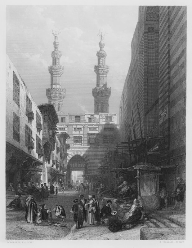 Porta dos Metwaleys, Cairo, da foto da Coleção Real (gravura) de David (after) Roberts