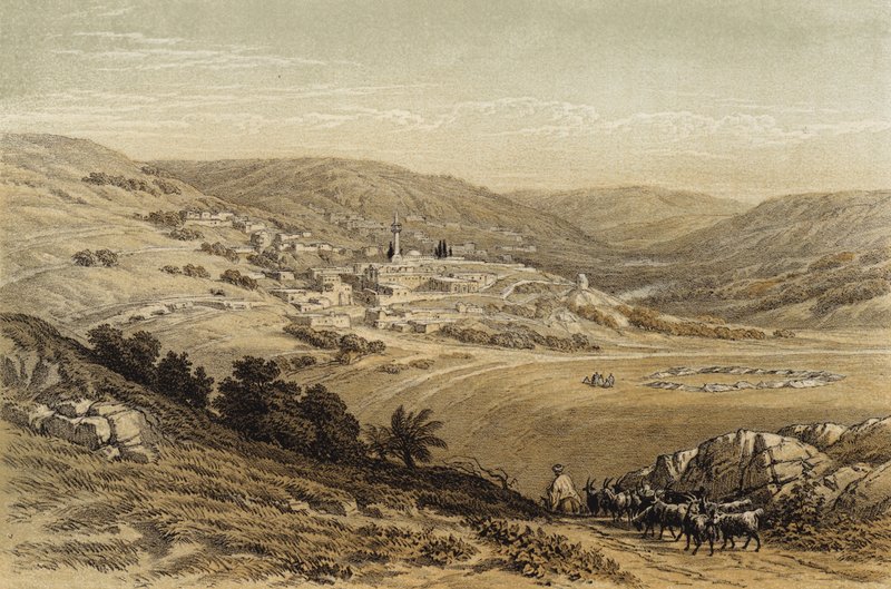 Vista Geral de Nazaré (cor litho) de David (after) Roberts