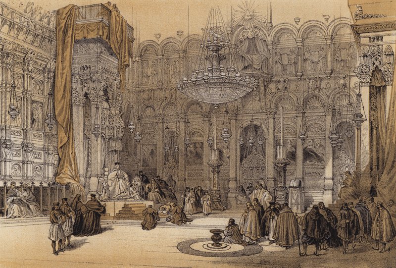 Igreja Grega do Santo Sepulcro (cor litho) de David (after) Roberts