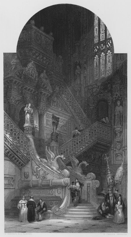 Interior da Catedral de Burgos, a partir da imagem da Galeria Vernon (gravura) de David (after) Roberts