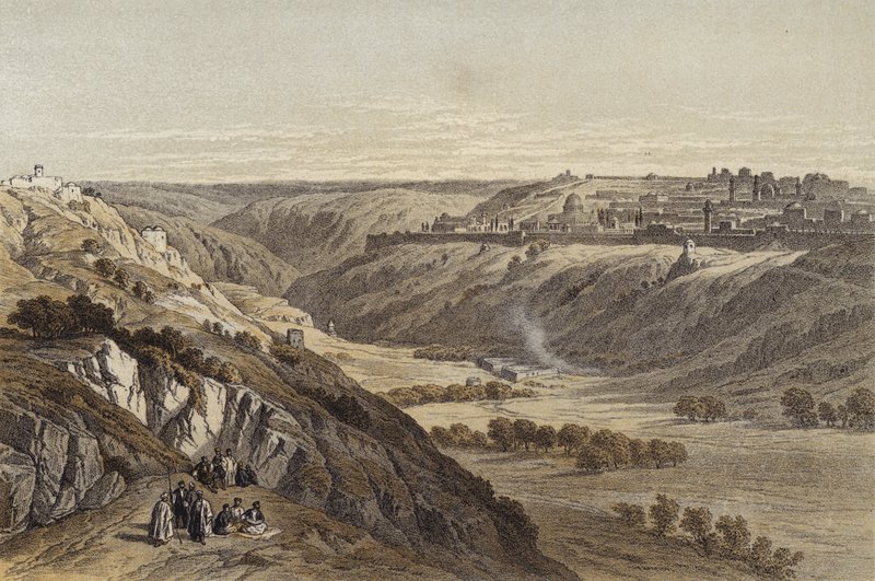 Jerusalém do Monte das Oliveiras (cor litho) de David (after) Roberts
