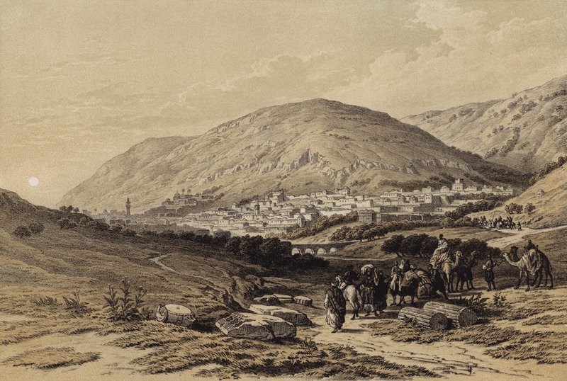 Nablous, o Shechem Antigo (cor litho) de David (after) Roberts