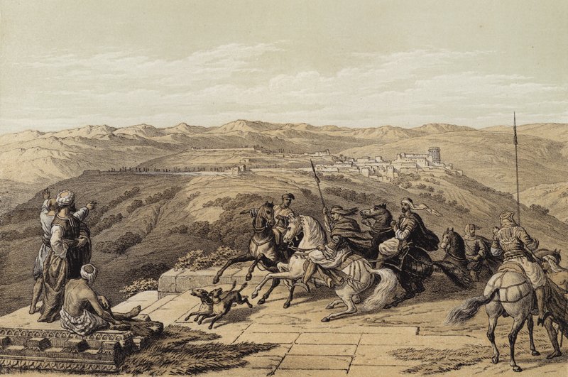 Sebaste, Ancient Samaria (cor litho) de David (after) Roberts